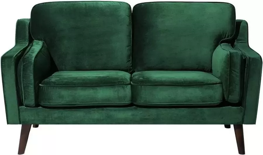 Beliani LOKKA Two Seater Sofa Groen Fluweel
