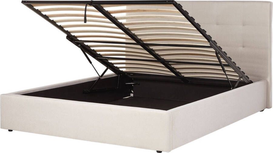 Beliani -LORIENT-Bed met opbergruimte-Beige-160 x 200 cm-Polyester - Foto 1