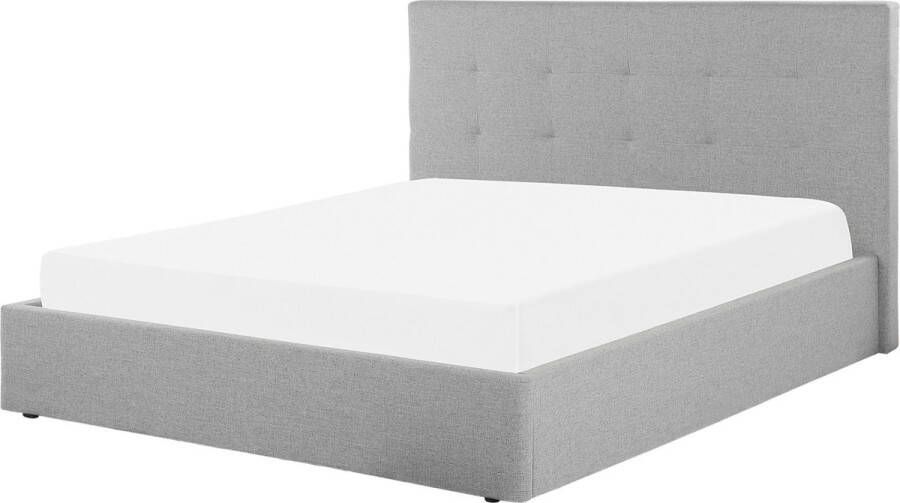 Beliani LORIENT Bed met opbergruimte Grijs 140 x 200 cm Polyester