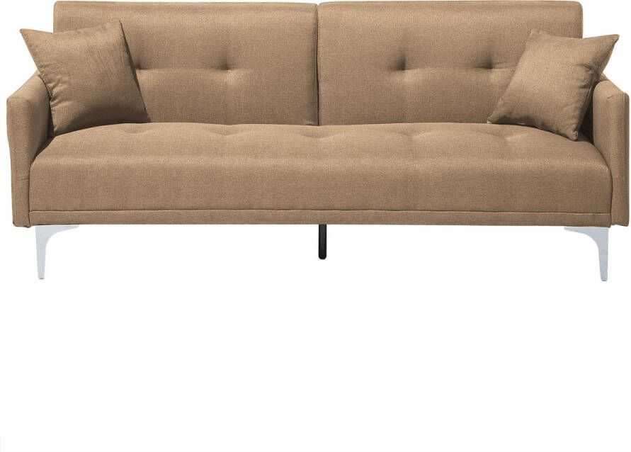 Beliani Slaapbank LUCAN Stof Zandbeige 3-zitter