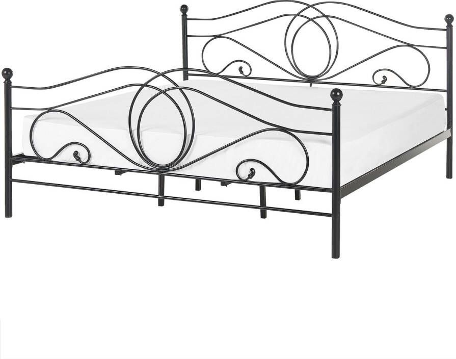 Beliani LYRA Tweepersoonsbed Zwart 180 x 200 cm Metaal
