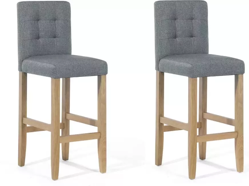 Beliani MADISON Barkruk Set van 2 Grijs Polyester - Foto 3