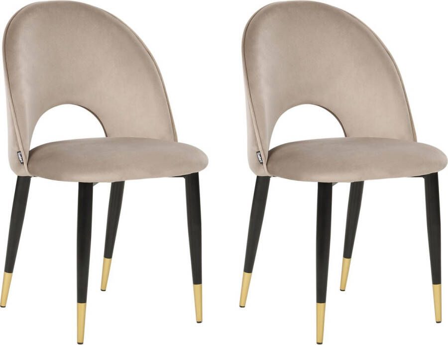 Beliani MAGALIA Eetkamerstoel set van 2 Taupe Fluweel - Foto 2