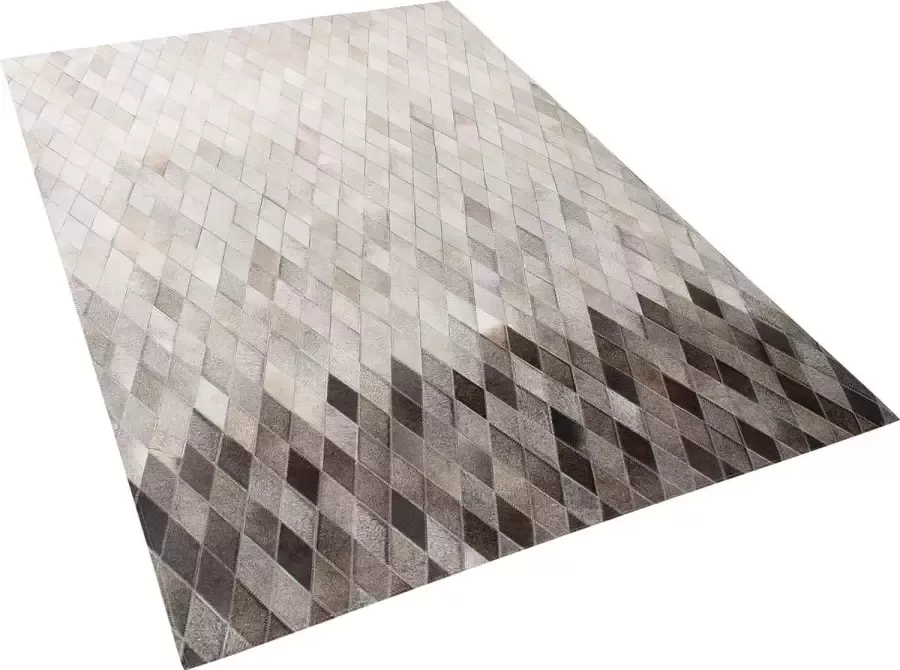 Beliani MALDAN Patchwork vloerkleed Lichtbeige 140 x 200 cm Koeienhuid leer - Foto 2