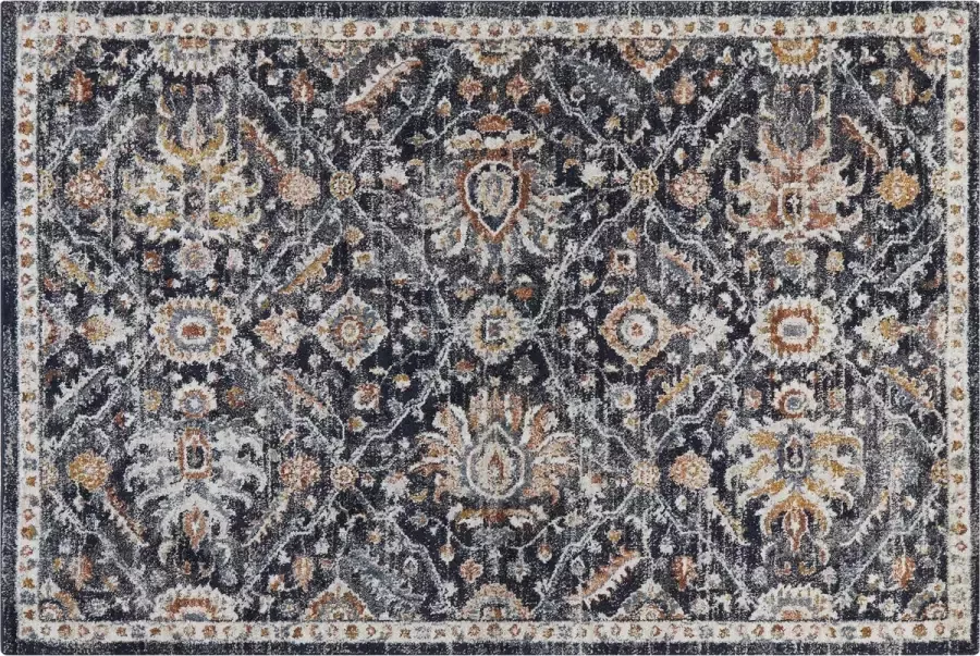 Beliani MALISHKA Vintage vloerkleed Donkerblauw 200 x 300 cm Polypropyleen