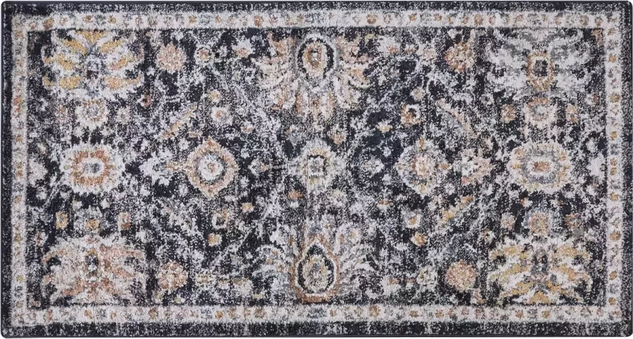 Beliani MALISHKA Vintage vloerkleed Donkerblauw 80 x 150 cm Polypropyleen