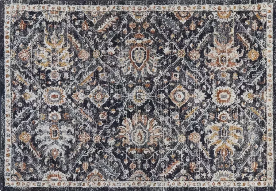 Beliani MALISHKA Vintage vloerkleed Donkerblauw 160 x 230 cm Polypropyleen
