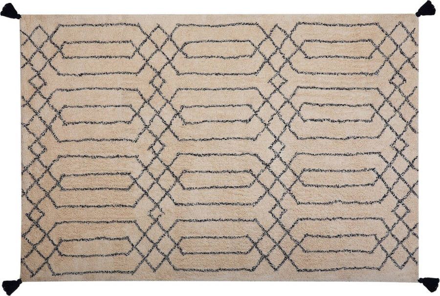 Beliani MALTEPE Shaggy vloerkleed Beige 160 x 230 cm Katoen