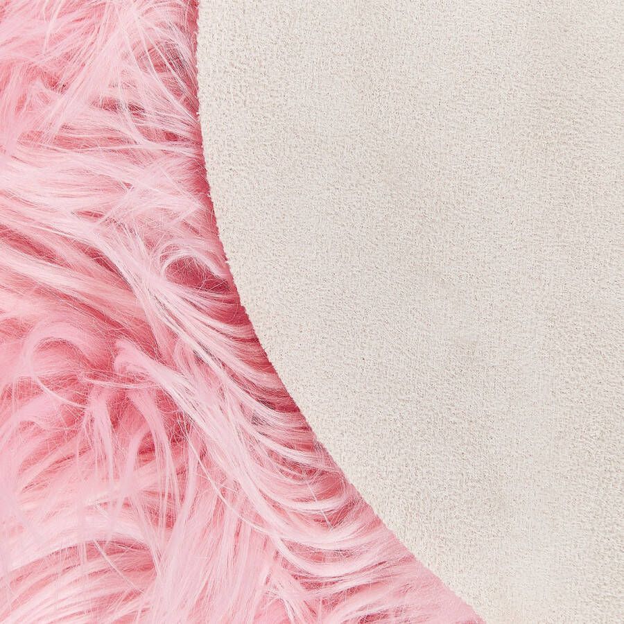 Beliani Vloerkleed van imitatie schapenvacht roze 180 x 60 cm MAMUNGARI - Foto 2