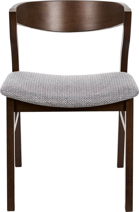 Beliani MAROA Eetkamerstoel-Donkere houtkleur-Polyester Multiplex Rubberhout - Foto 2