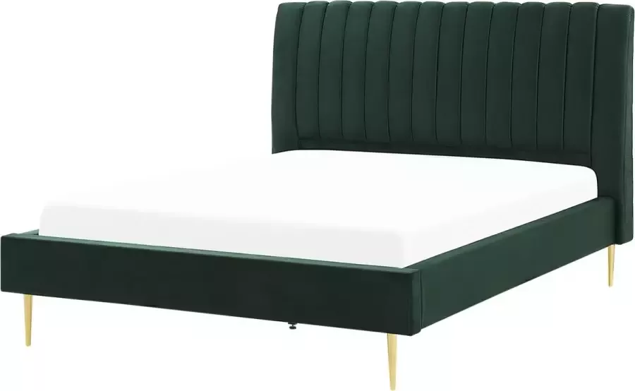 Beliani MARVILLE Tweepersoonsbed Smaragdgroen 160 x 200 cm Fluweel