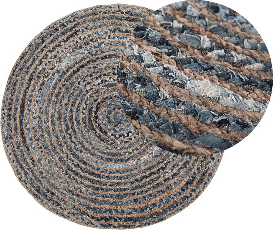 Beliani MASLAK Laagpolig vloerkleed Grijs 120 cm Jute - Foto 3