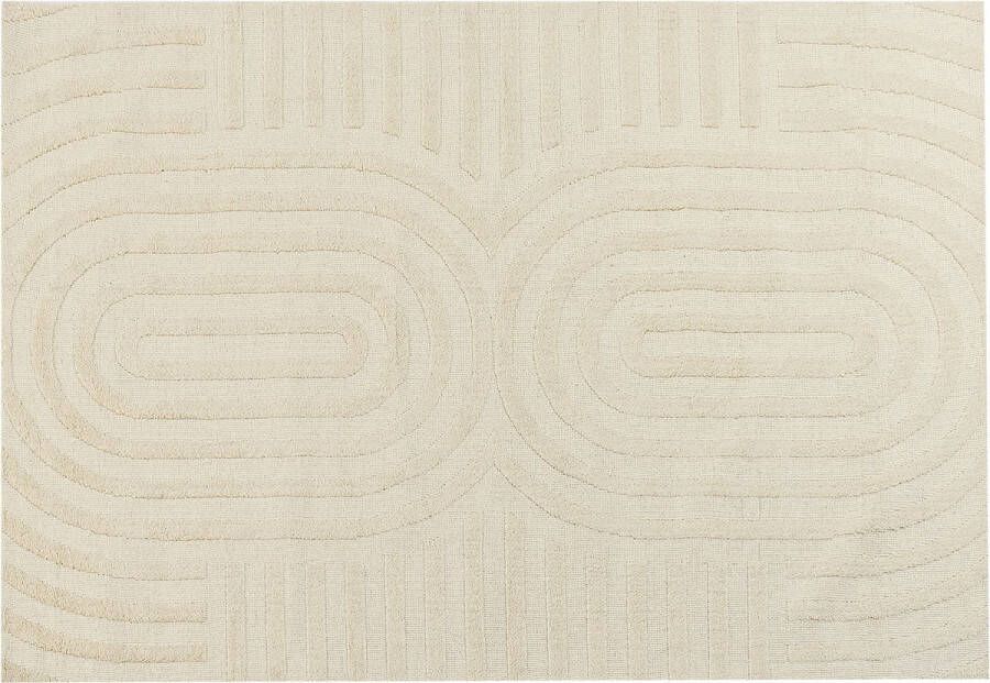 Beliani MASTUNG Vloerkleed Lichtbeige 160 x 230 cm Wol