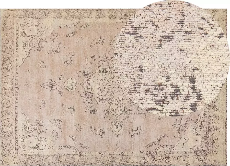 Beliani MATARIM Vloerkleed Beige 160 x 230 cm Katoen