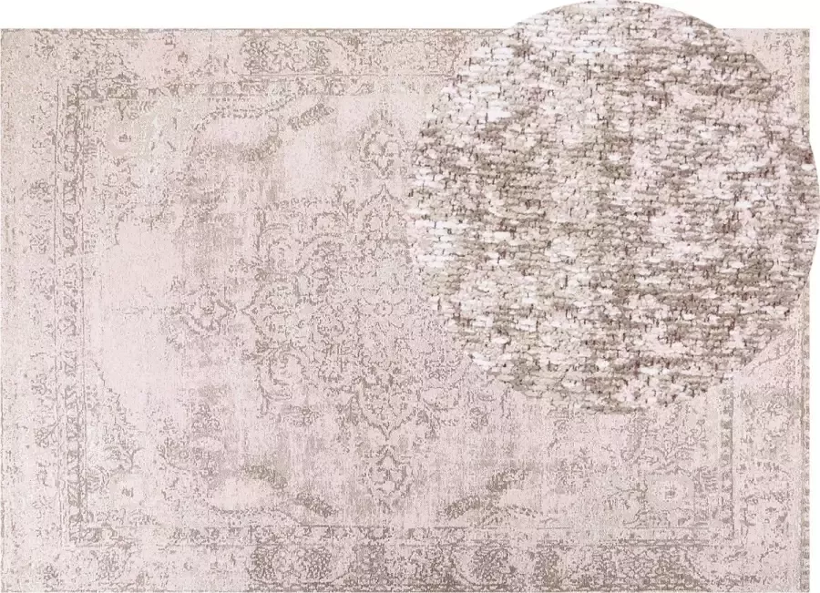 Beliani MATARIM Vloerkleed Roze 160 x 230 cm Katoen