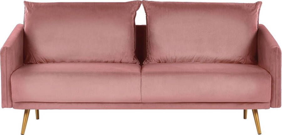 Beliani MAURA Three Seater Sofa Roze Fluweel - Foto 1