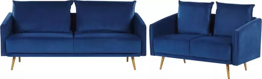 Beliani MAURA Living Room Set Blauw Fluweel