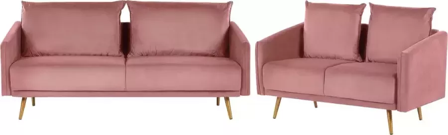 Beliani MAURA Living Room Set Roze Fluweel - Foto 1