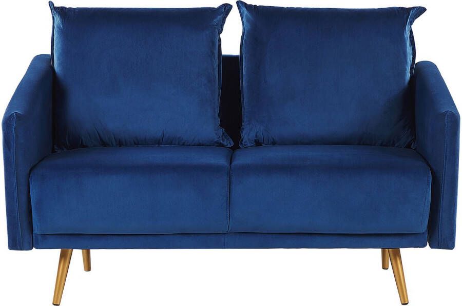 Beliani MAURA Two Seater Sofa Blauw Fluweel - Foto 1