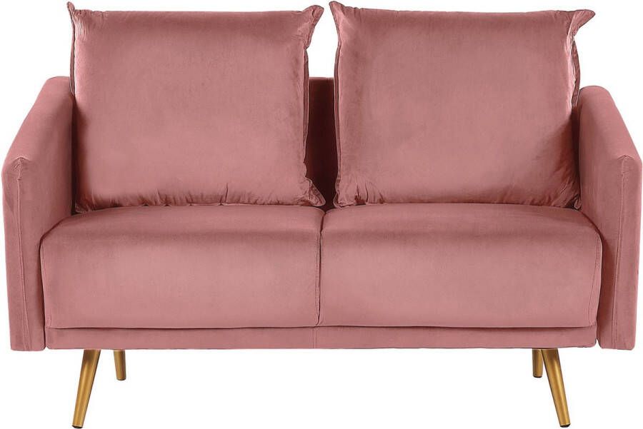 Beliani MAURA Two Seater Sofa Roze Fluweel