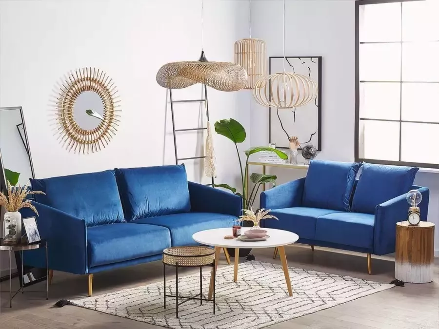 Beliani MAURA Living Room Set Blauw Fluweel - Foto 2