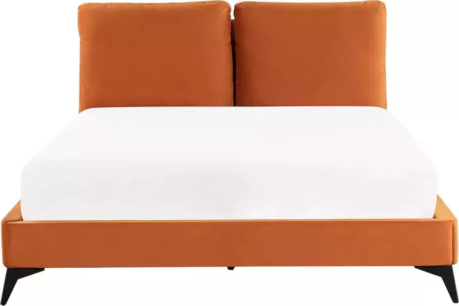 Beliani MELLE Tweepersoonsbed Oranje 140 x 200 cm Fluweel - Foto 2