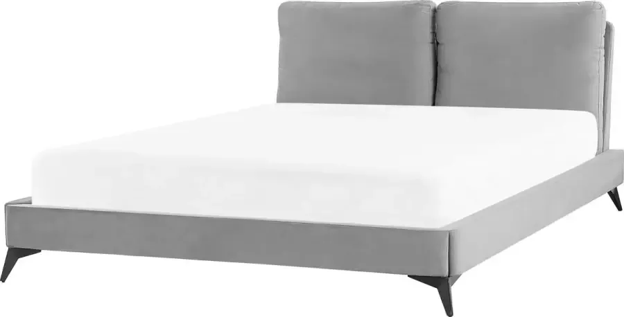 Beliani MELLE Tweepersoonsbed Grijs 160 x 200 cm Fluweel - Foto 2