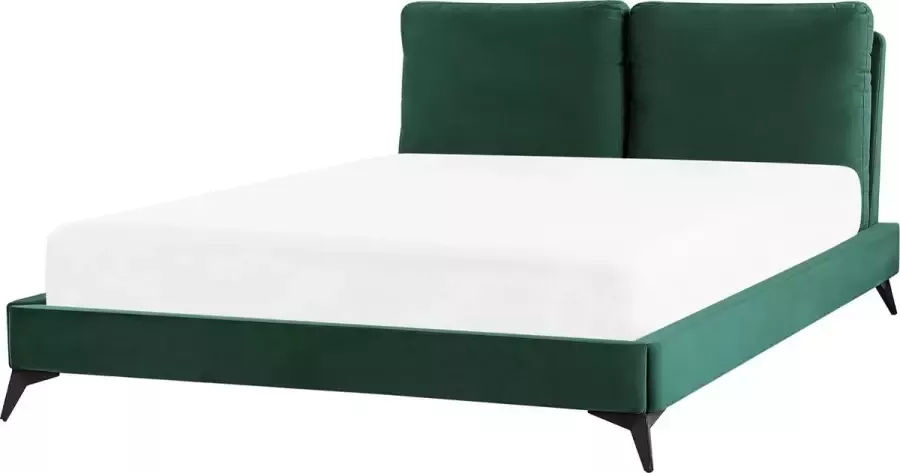 Beliani MELLE Tweepersoonsbed Groen 160 x 200 cm Fluweel - Foto 2