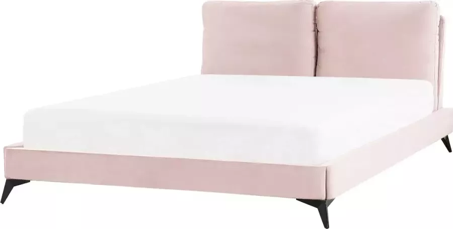 Beliani MELLE Tweepersoonsbed Roze 160 x 200 cm Fluweel - Foto 2