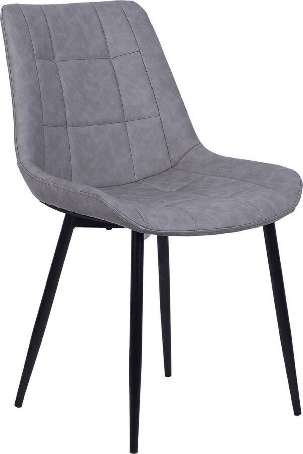 Beliani Set van 2 eetkamerstoelen MELROSE II Kunstleer Grijs
