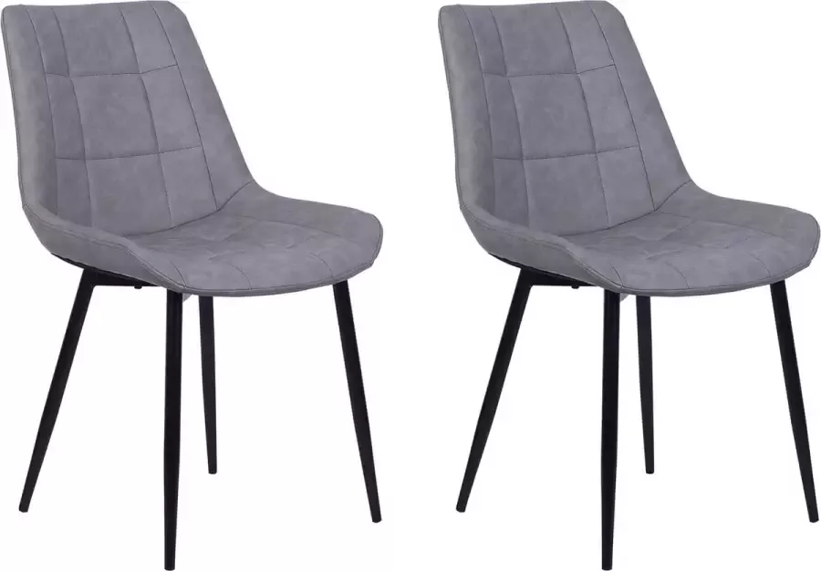 Beliani Set van 2 eetkamerstoelen MELROSE II Kunstleer Grijs - Foto 2