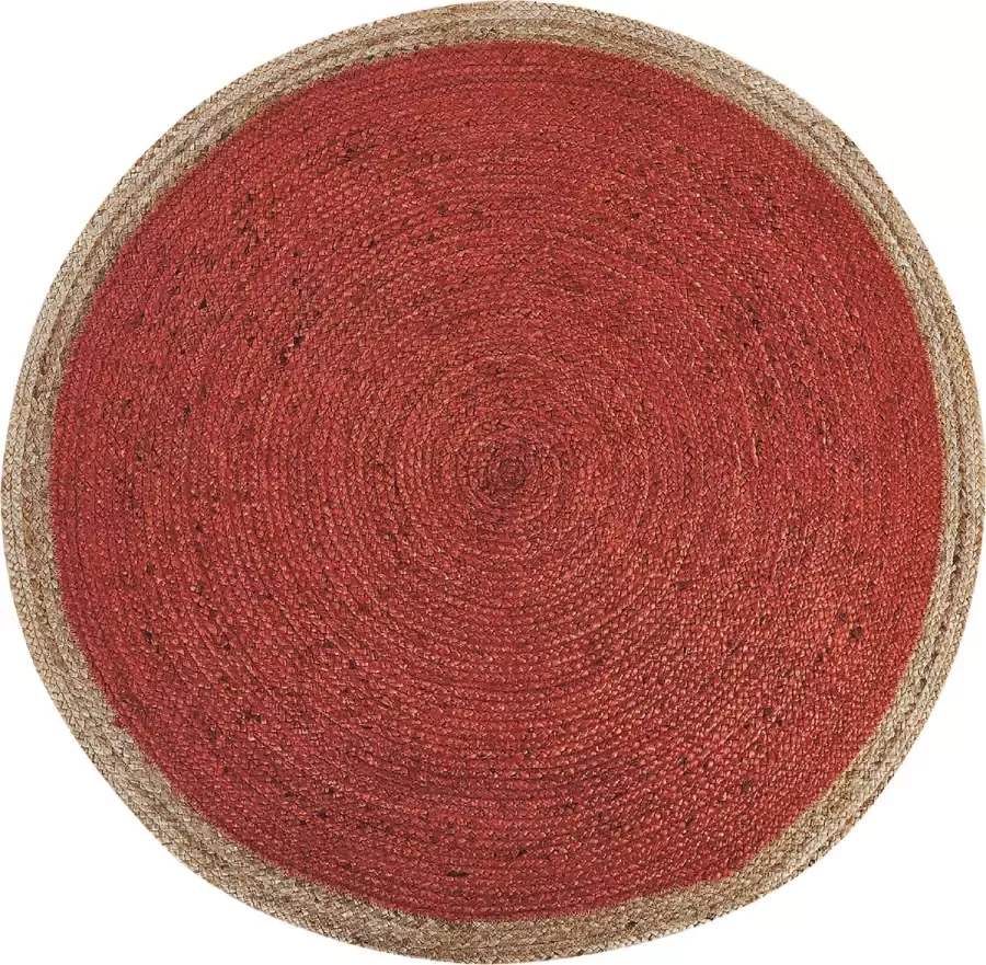 Beliani MENEMEN Vloerkleed Rood 120 x 120 cm Jute