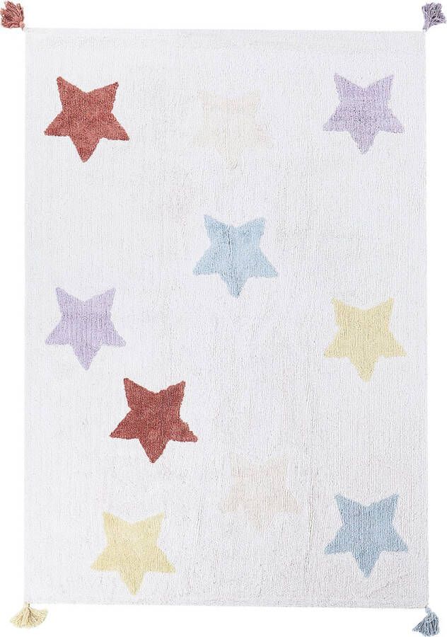 Beliani MEREVI Vloerkleed Gebroken wit 140 x 200 cm Katoen - Foto 2