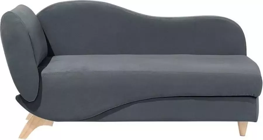 Beliani MERI Chaise longue Grijs Linkerzijde Fluweel - Foto 2