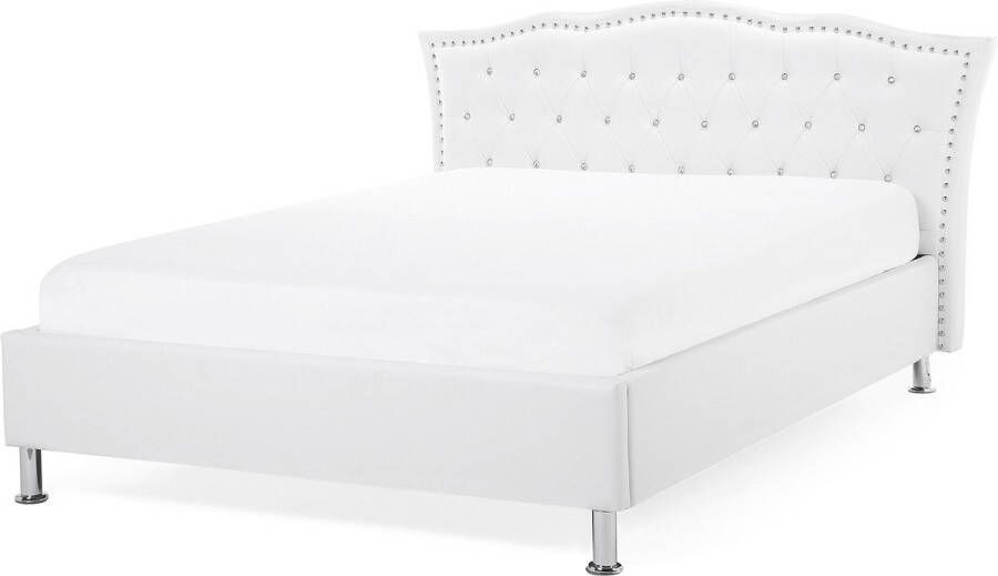 Beliani -METZ -Bed met opbergruimte-Wit-140 x 200 cm-Kunstleer