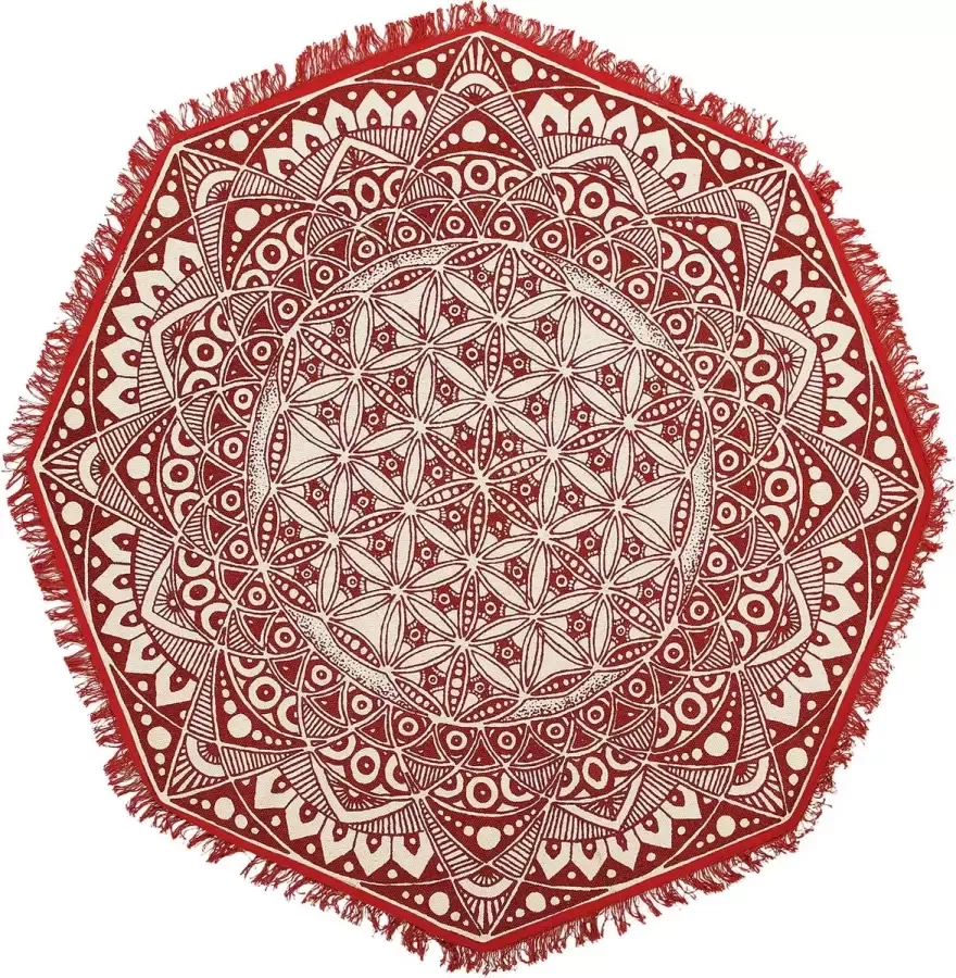 Beliani MEZITILI Laagpolig vloerkleed Rood 120 cm Katoen - Foto 2