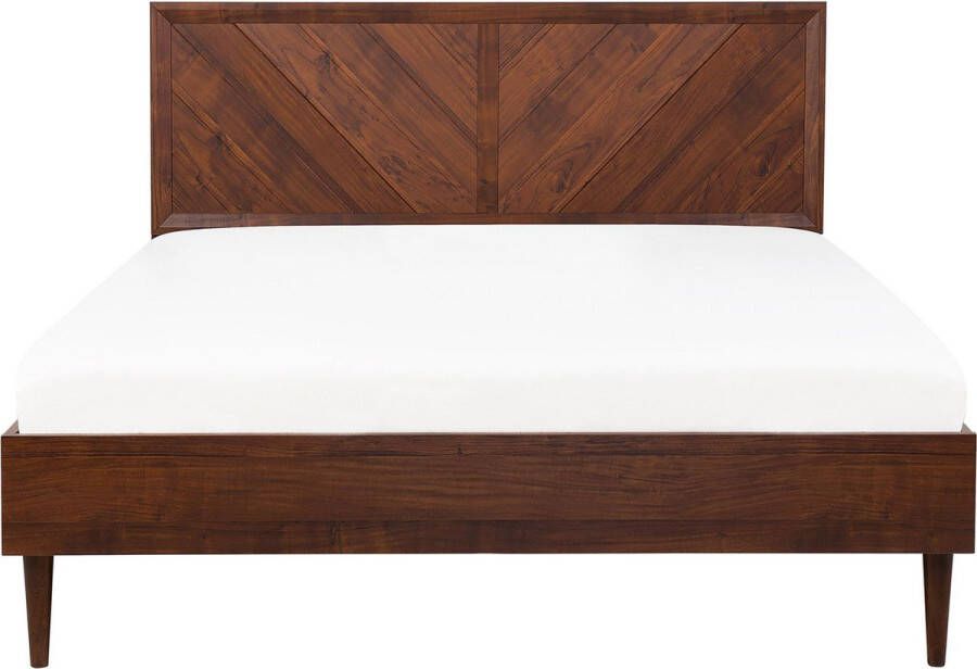 Beliani MIALET Bed Donkere houtkleur 140 x 200 cm Vezelplaat