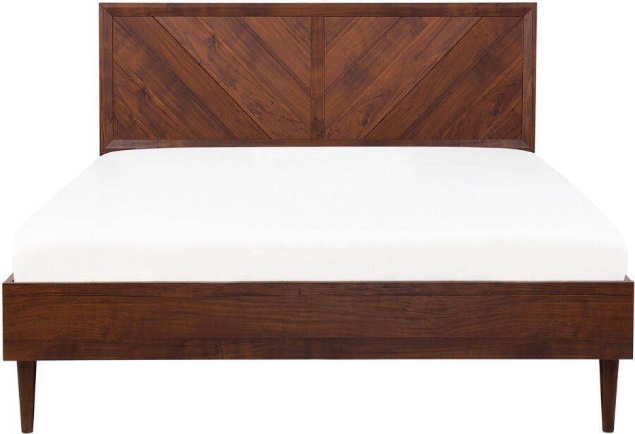 Beliani MIALET Bed Donkere houtkleur 160 x 200 cm Vezelplaat
