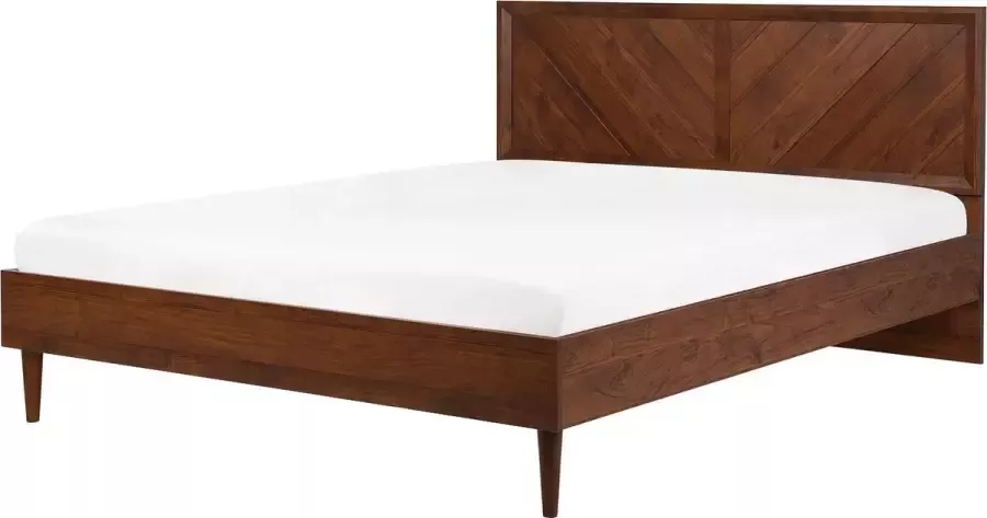 Beliani MIALET Bed met LED-verlichting Donkere houtkleur 180x200 - Foto 1