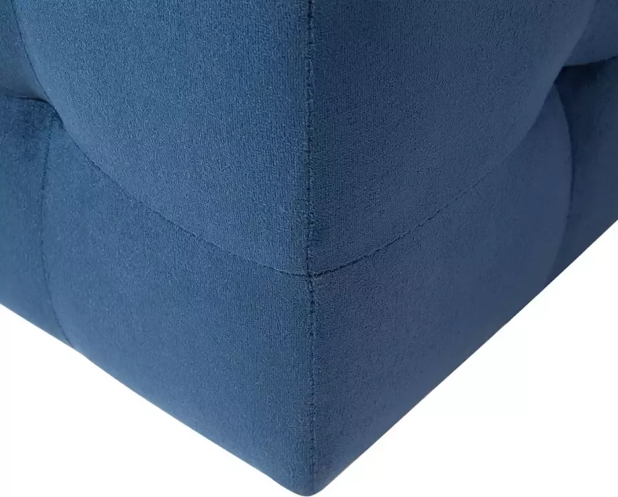 Beliani Opbergpoef MICHIGAN Fluweel Donkerblauw - Foto 3