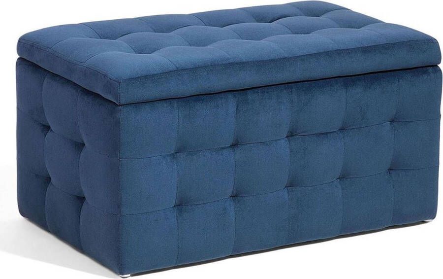 Beliani Opbergpoef MICHIGAN Fluweel Donkerblauw - Foto 2