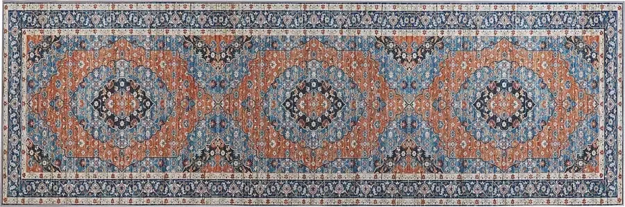 Beliani Vloerkleed blauw en oranje 80 x 240 cm MIDALAM - Foto 3