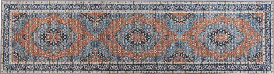 Beliani Vloerkleed blauw en oranje 80 x 300 cm MIDALAM - Foto 3