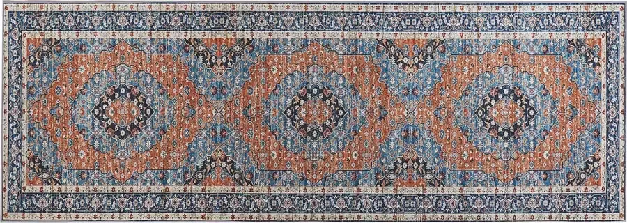 Beliani Vloerkleed blauw en oranje 70 x 200 cm MIDALAM - Foto 3