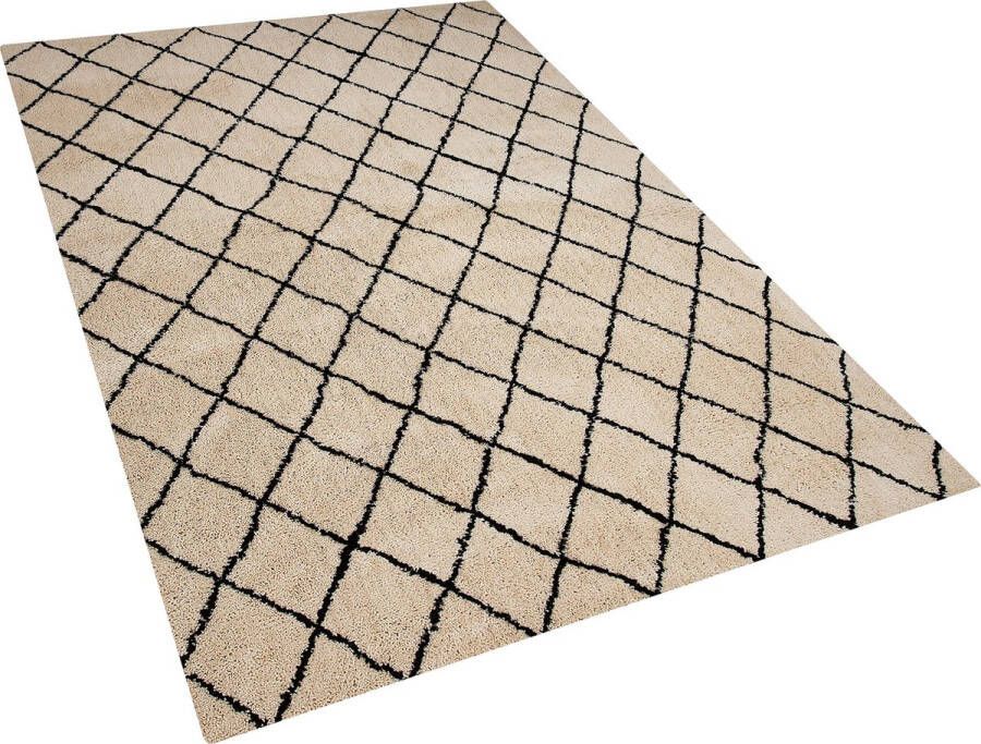 Beliani MIDYAT Laagpolig vloerkleed Beige 140 x 200 cm Polyester