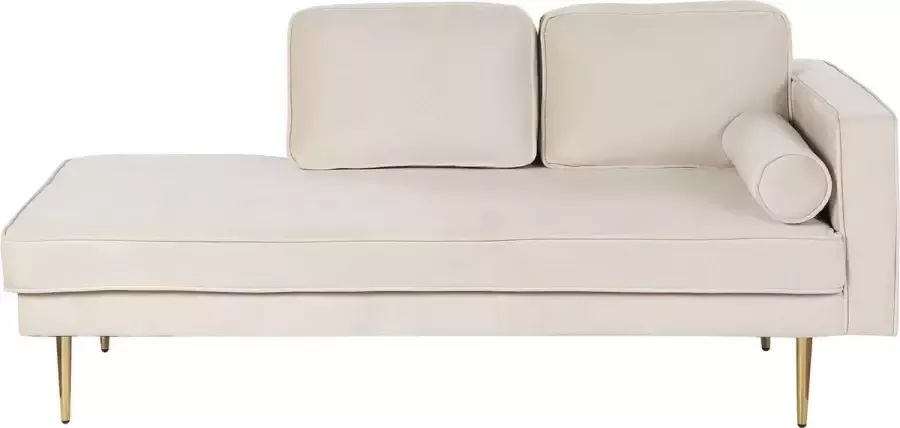 Beliani MIRAMAS Chaise longue Beige Rechterzijde Fluweel