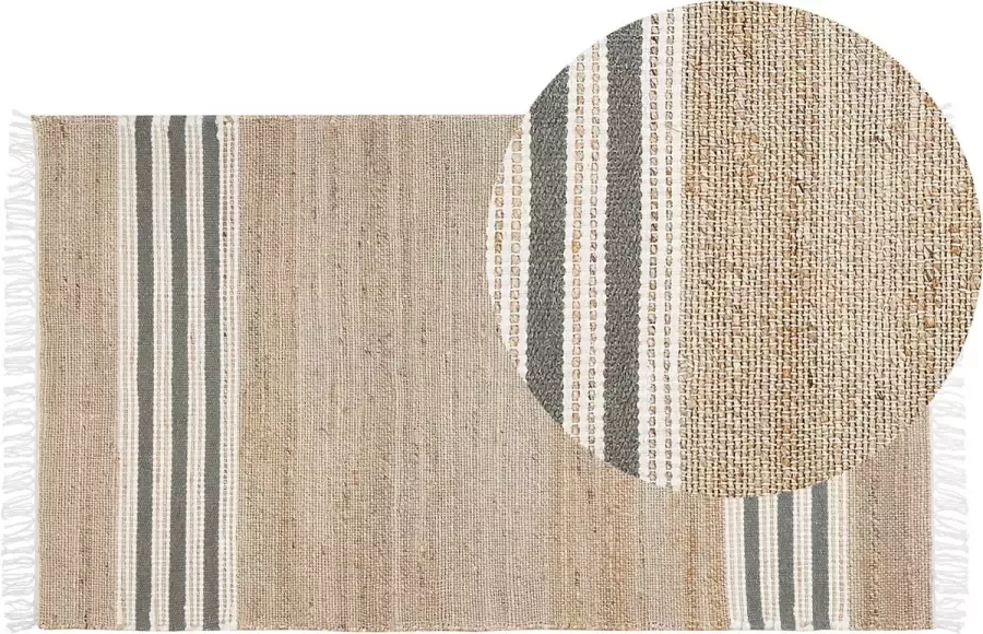 Beliani MIRZA Modern vloerkleed Beige Grijs 80 x 150 cm Jute