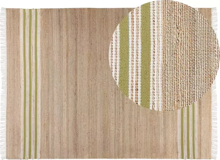 Beliani MIRZA Modern vloerkleed Beige Groen 160 x 230 cm Jute