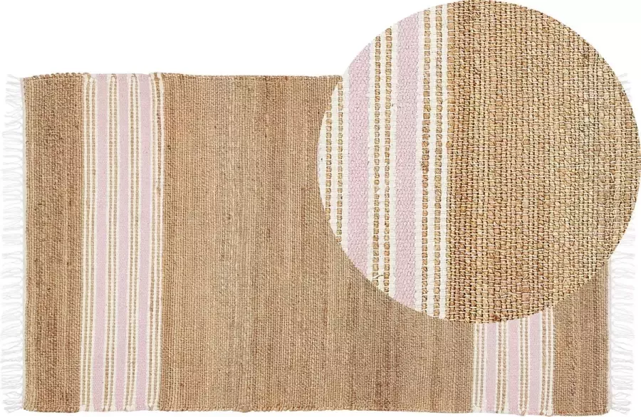 Beliani MIRZA Modern vloerkleed Beige Roze 80 x 150 cm Jute