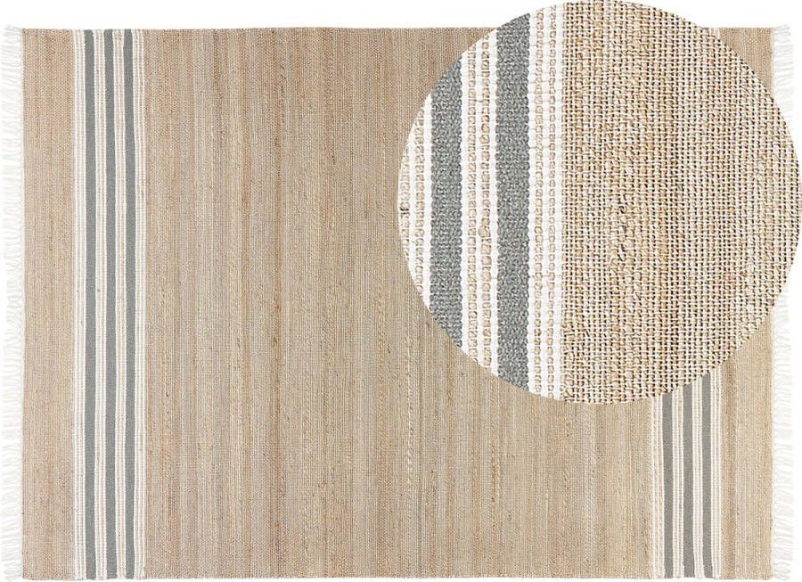 Beliani MIRZA Modern vloerkleed Beige Grijs 160 x 230 cm Jute
